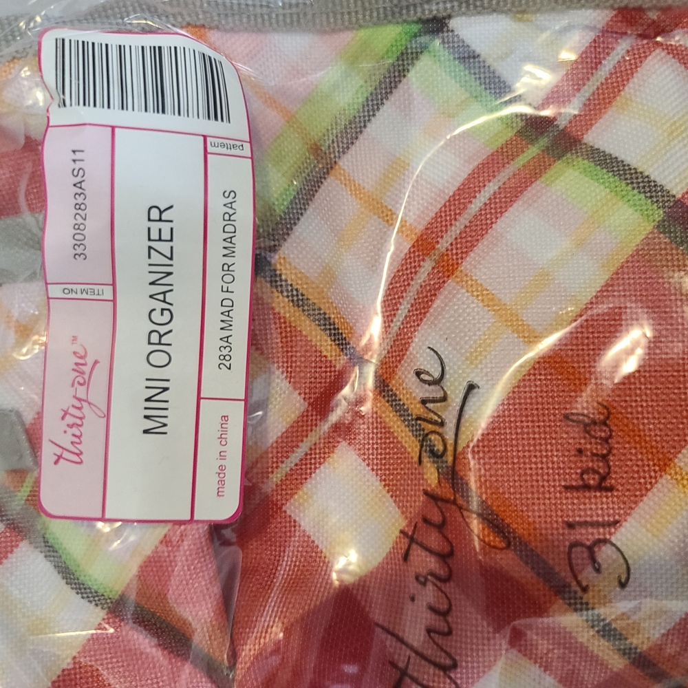 Thirty-One Mini Organizer with Plaid Design